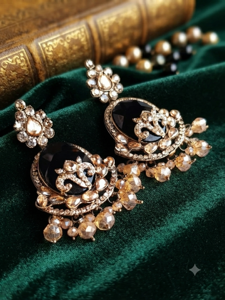 Statement Black Crystal Gala Earrings