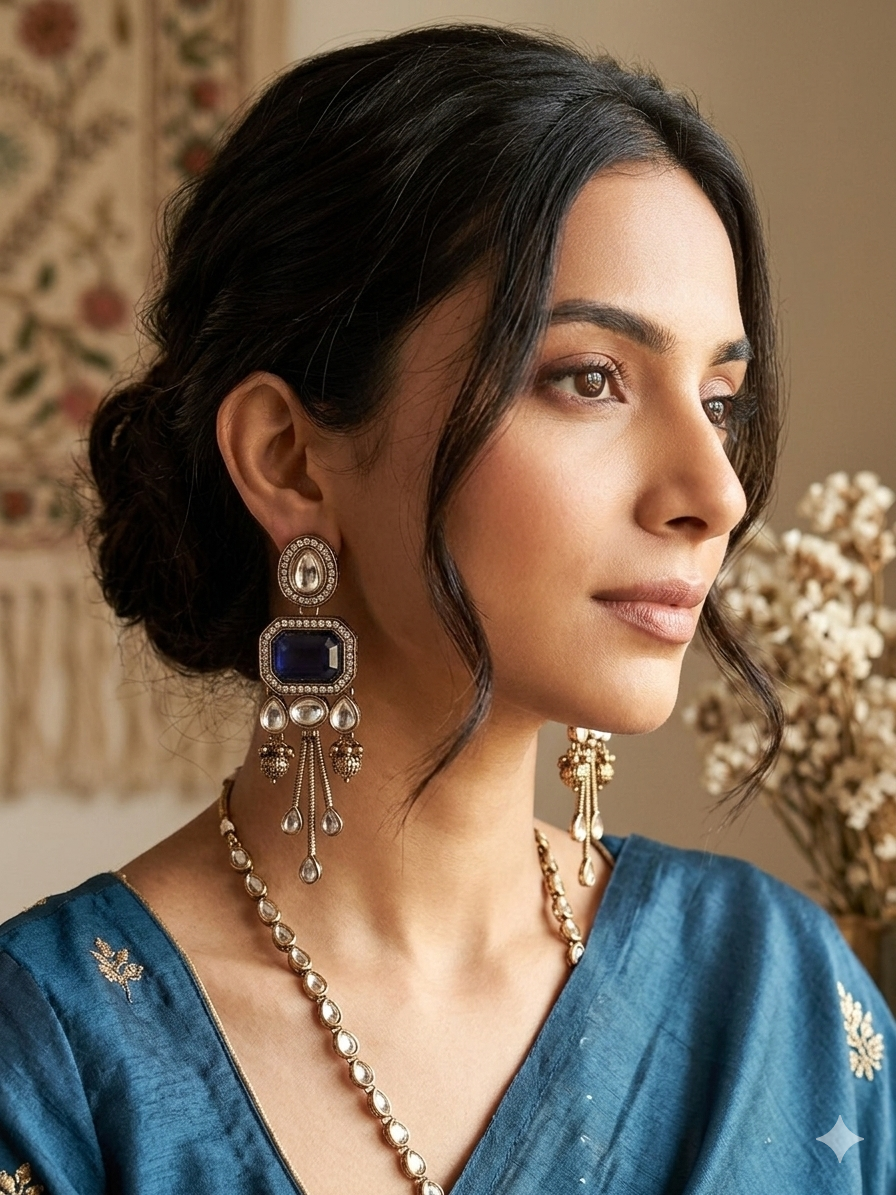 Midnight Sapphire Crystal Tassel Earrings