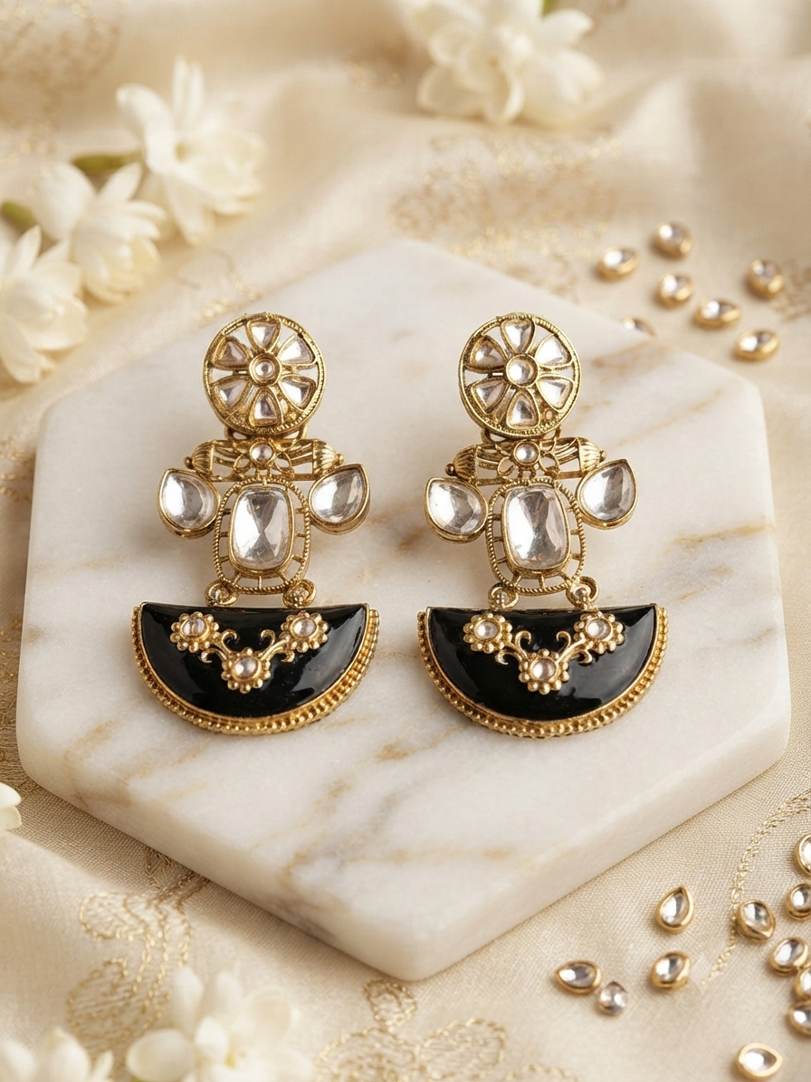 Crescent Heritage Earrings (Black)