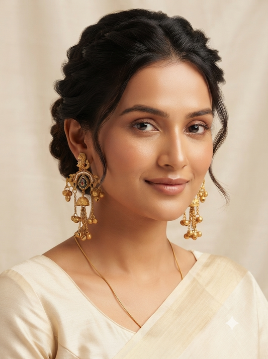Shahi Mor Chandeliers Earrings