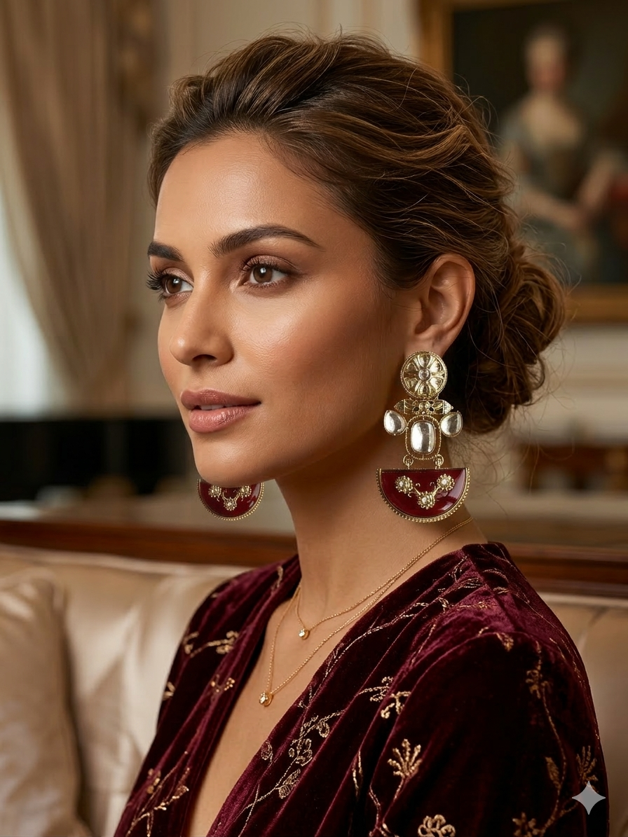 Royal Ruby Crescent Heritage Earrings