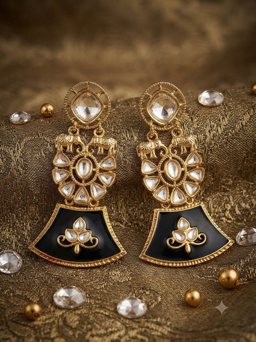 Elephant Heritage Drop Earrings (Midnight Onyx)