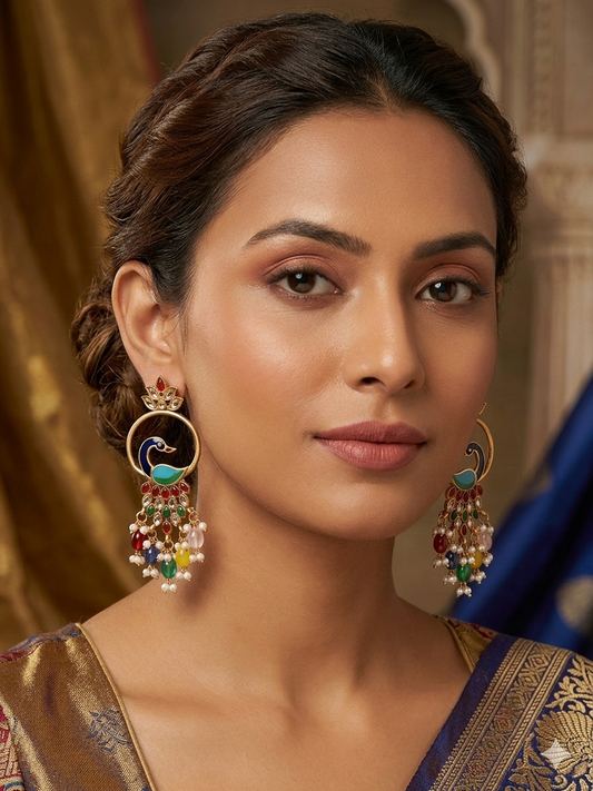 Mayura Rangrez Kundan Hoop Earrings