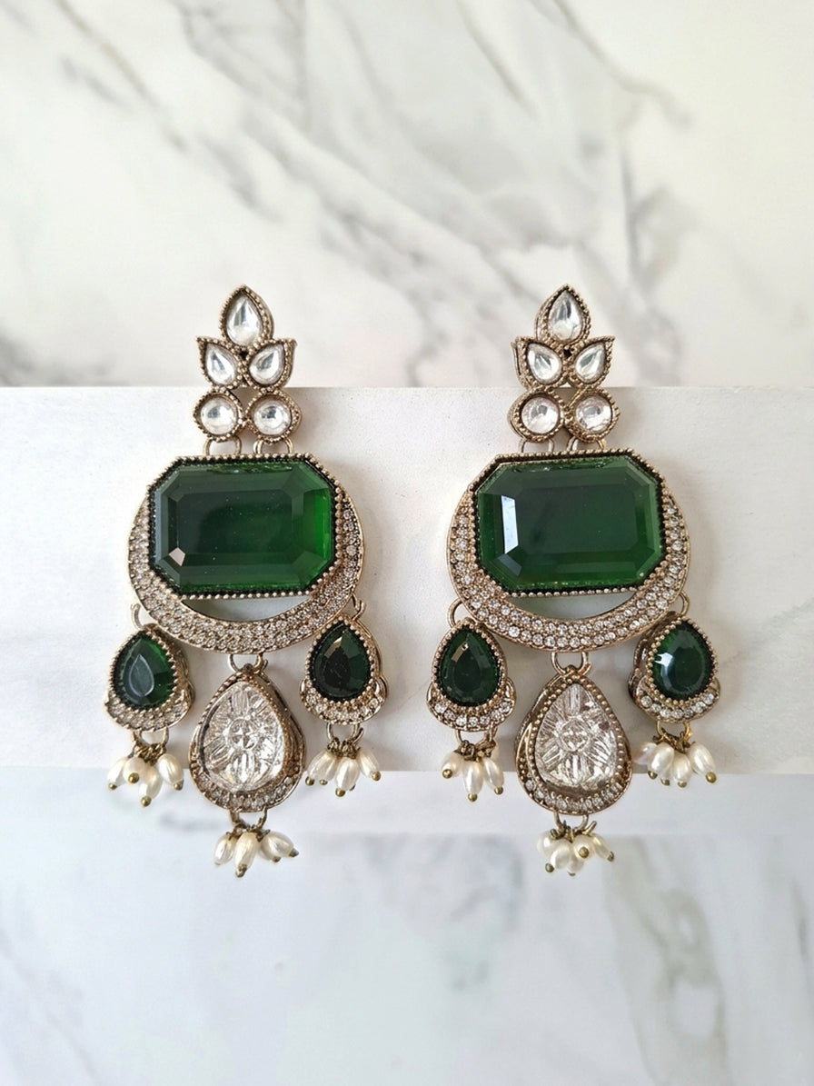 Enchanted Garden Earrings (Forest Green Emerald)
