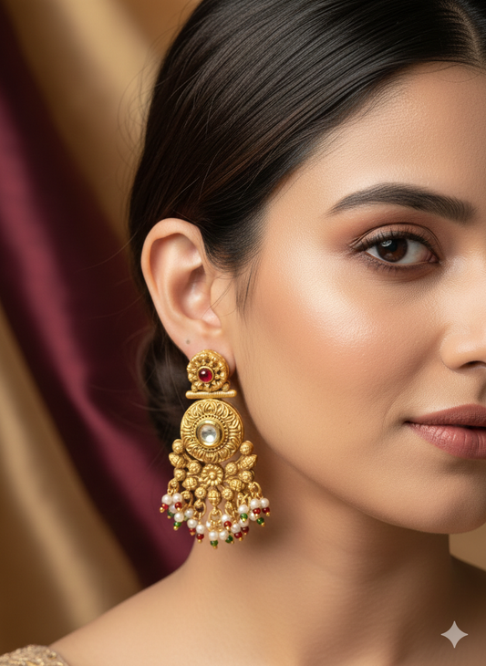 Ruby & Kundan Floral Medallion Jhumkas