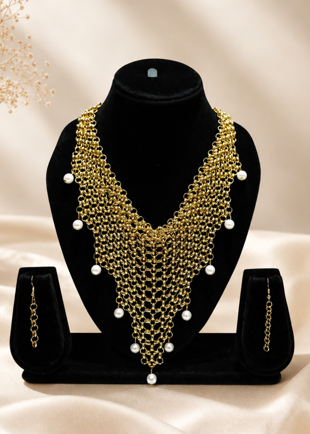Evara Chain Drops Earrings & Necklace