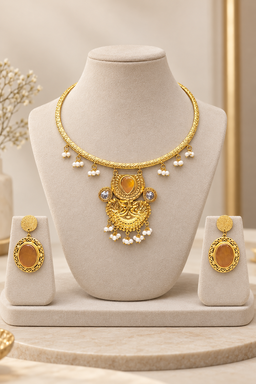 Elegant necklace and earring set