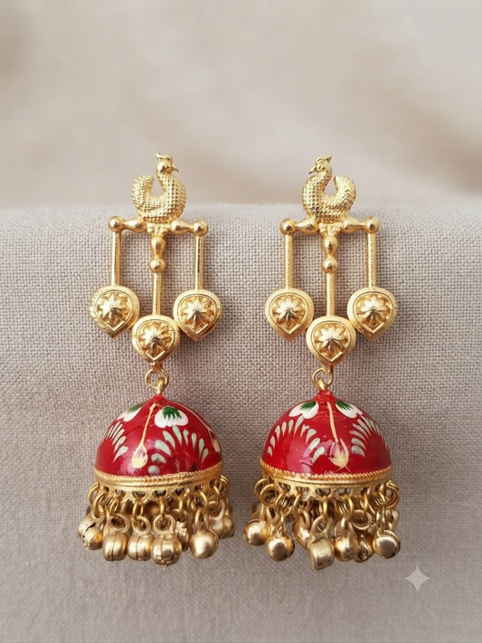 Morini Handpainted Red Jhumkas