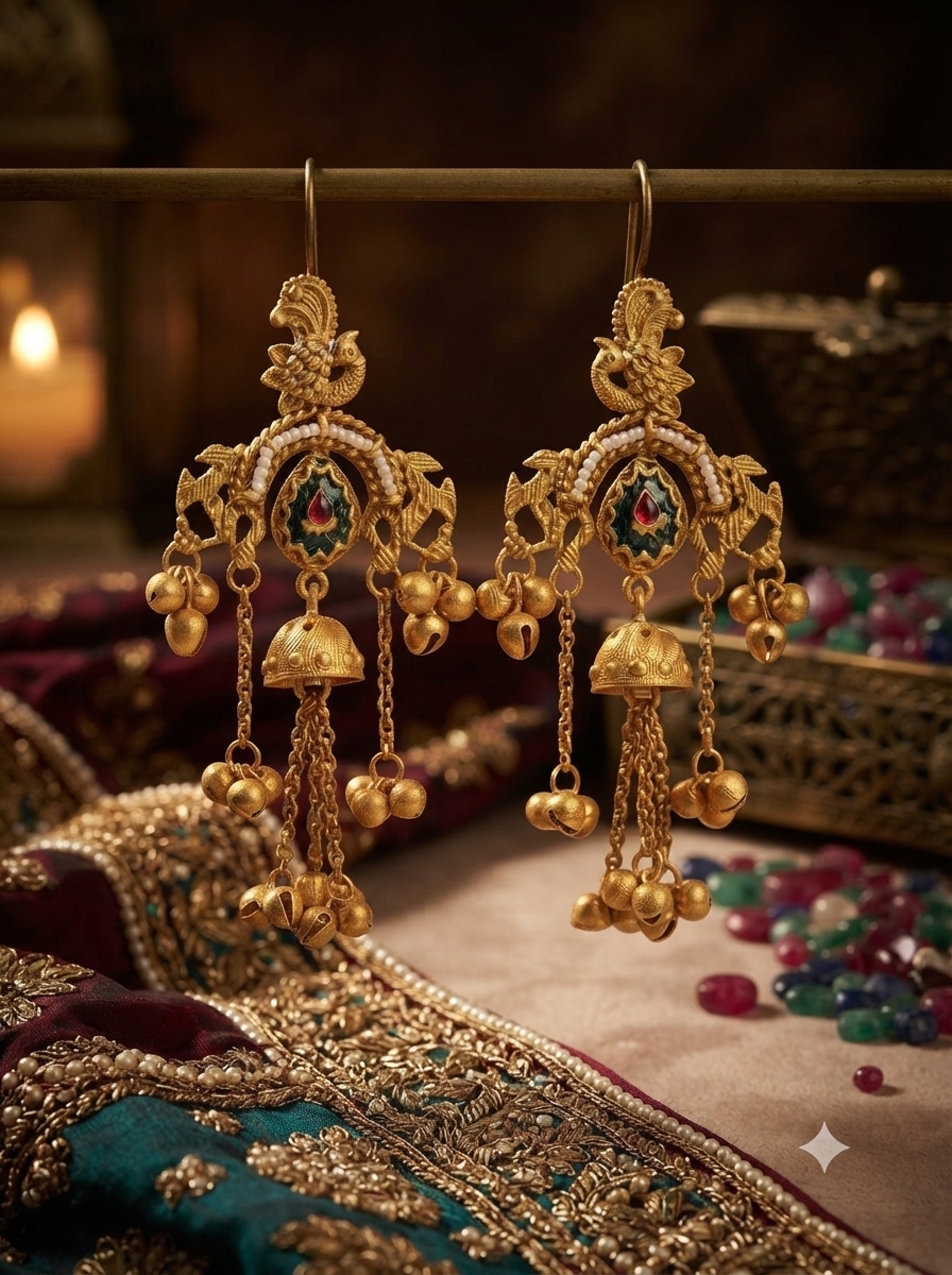 Shahi Mor Chandeliers Earrings