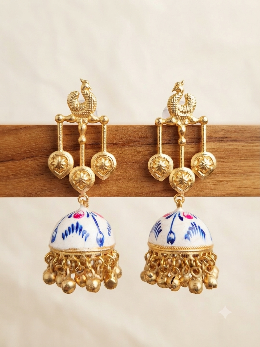 Morini Handpainted White Jhumkas