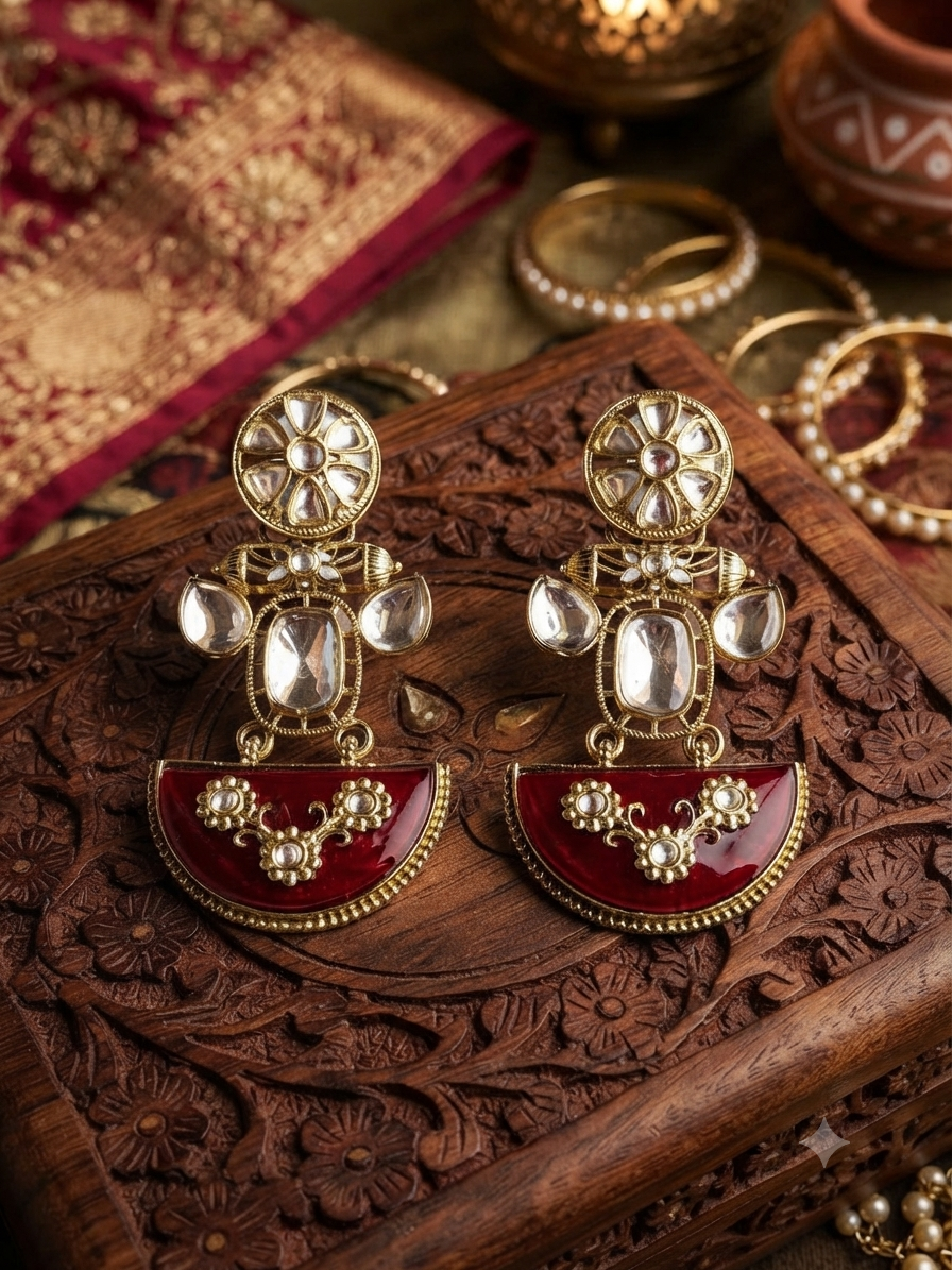 Crescent Heritage Earrings (Royal Ruby)