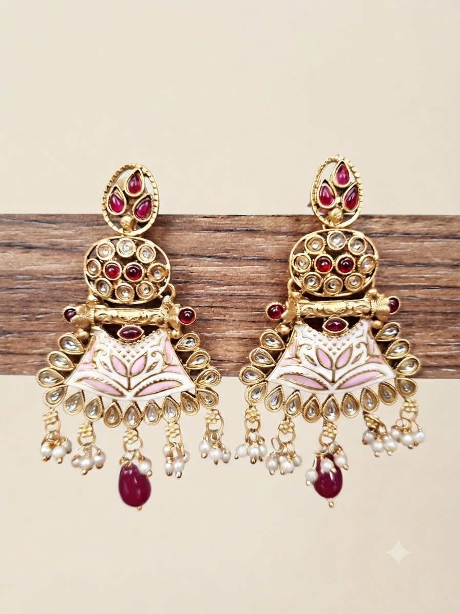 Pastel Meenakari Lotus Jhumka Earrings