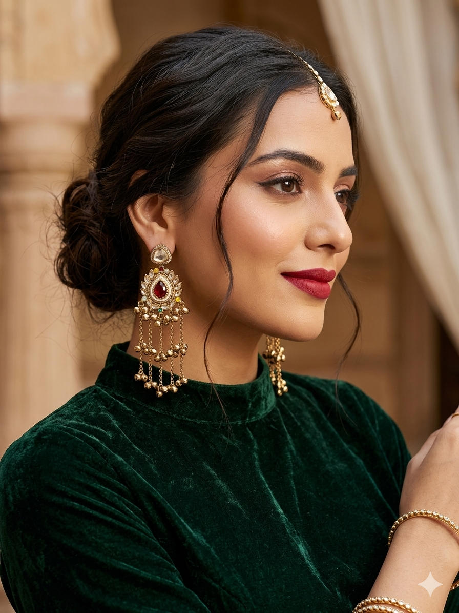 Emerald Medallion Heritage Drop Earrings