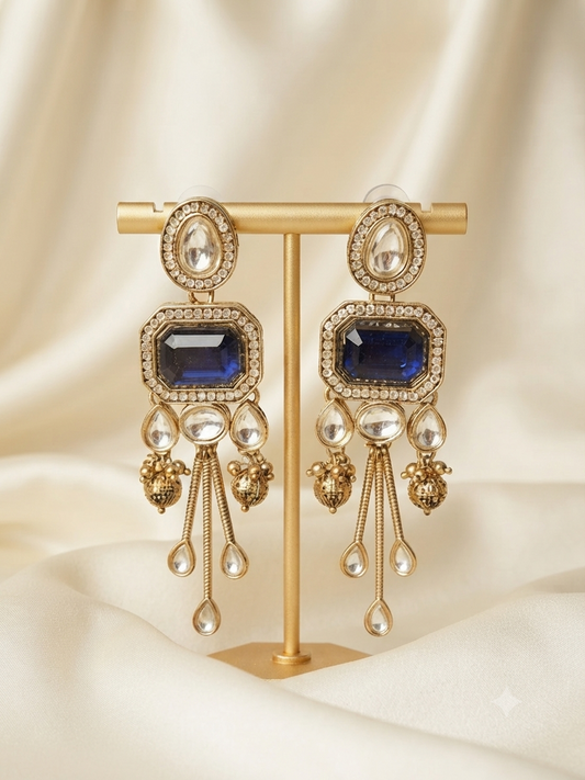 Midnight Sapphire Crystal Tassel Earrings