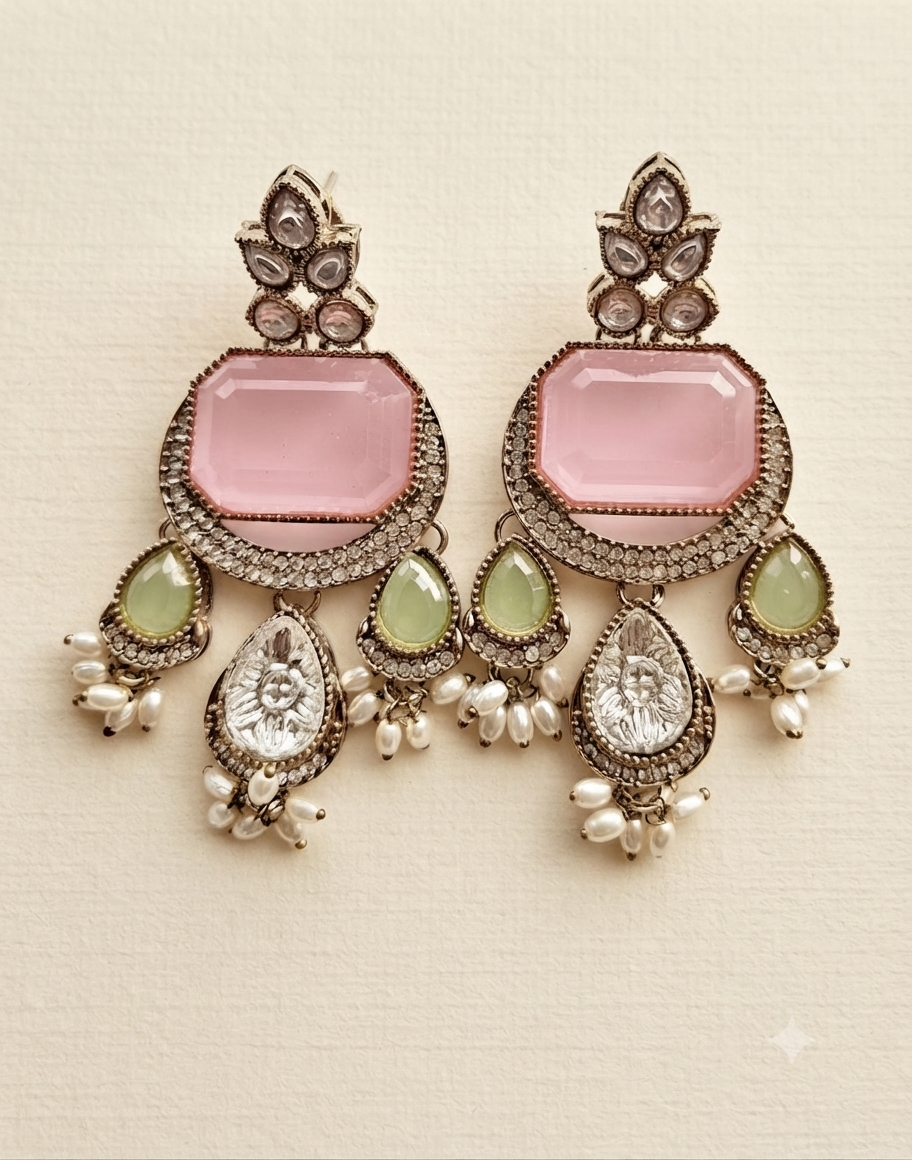 Enchanted Garden Earrings (Pink/Mint)