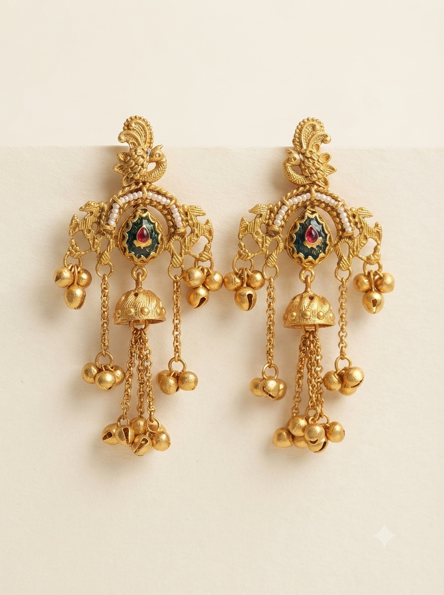 Shahi Mor Chandeliers Earrings