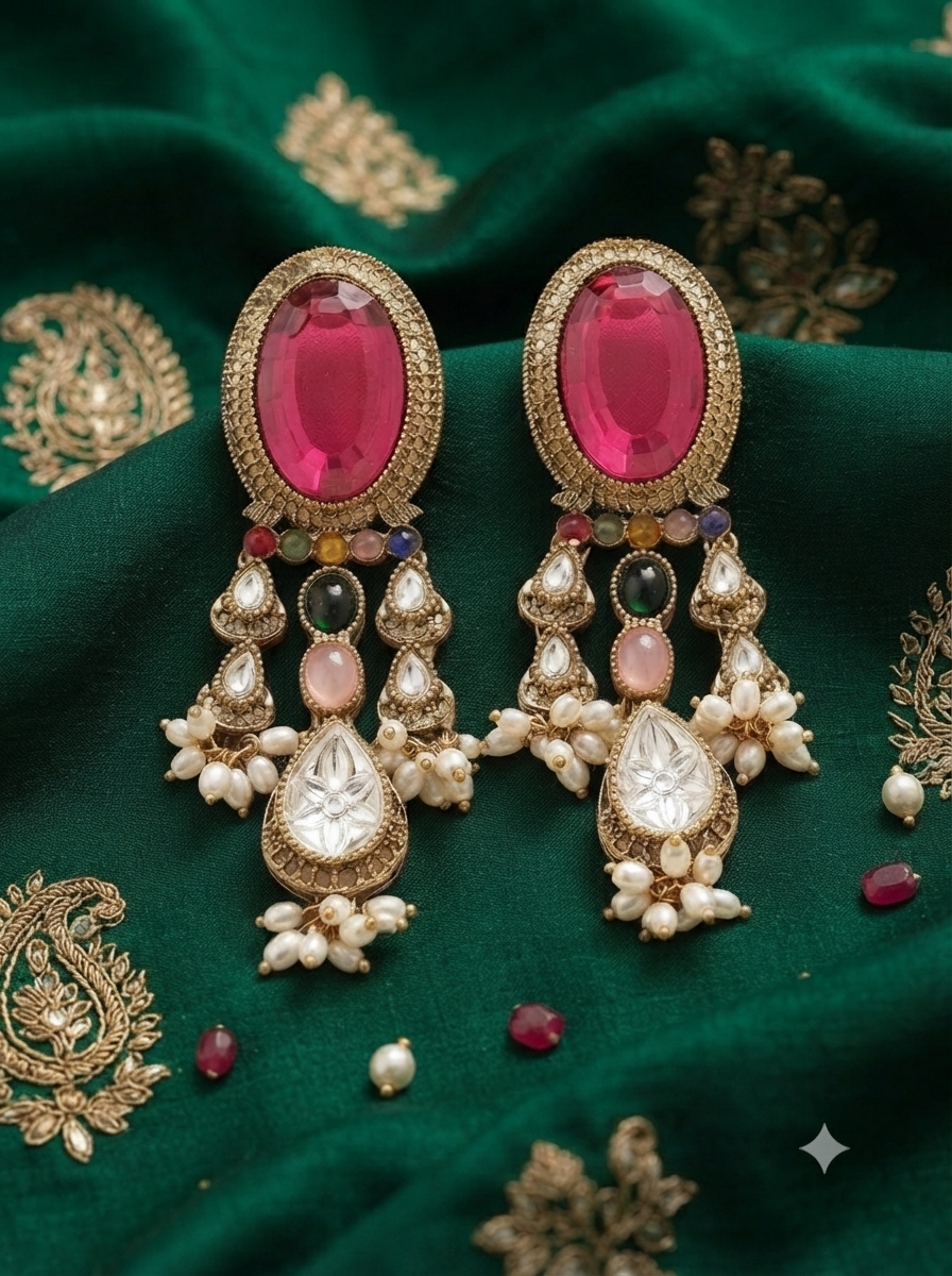 Mayur Meenakari Heritage Earrings 1 (Copy) (Copy)