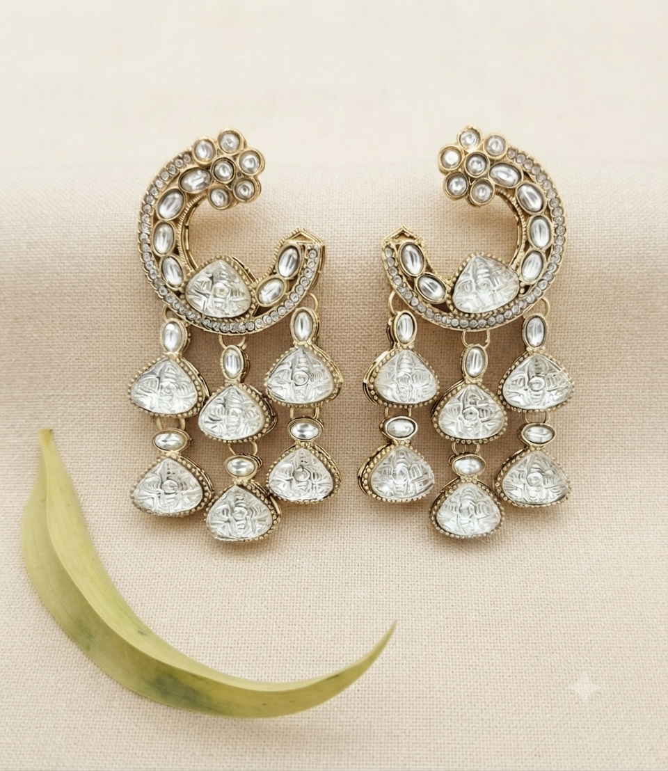 Moonlit Kundan Drops Earrings