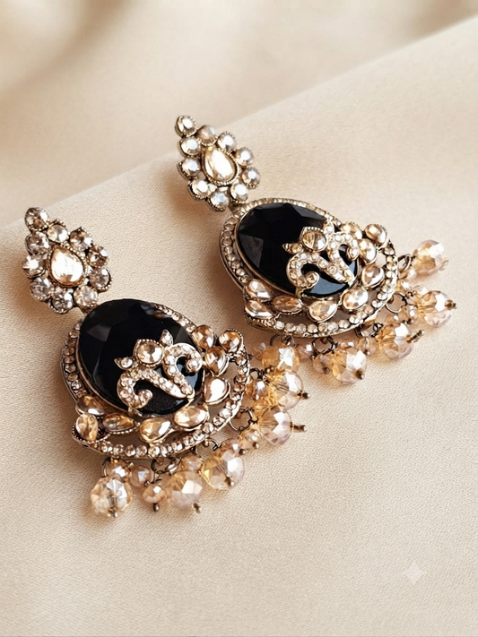 Statement Black Crystal Gala Earrings