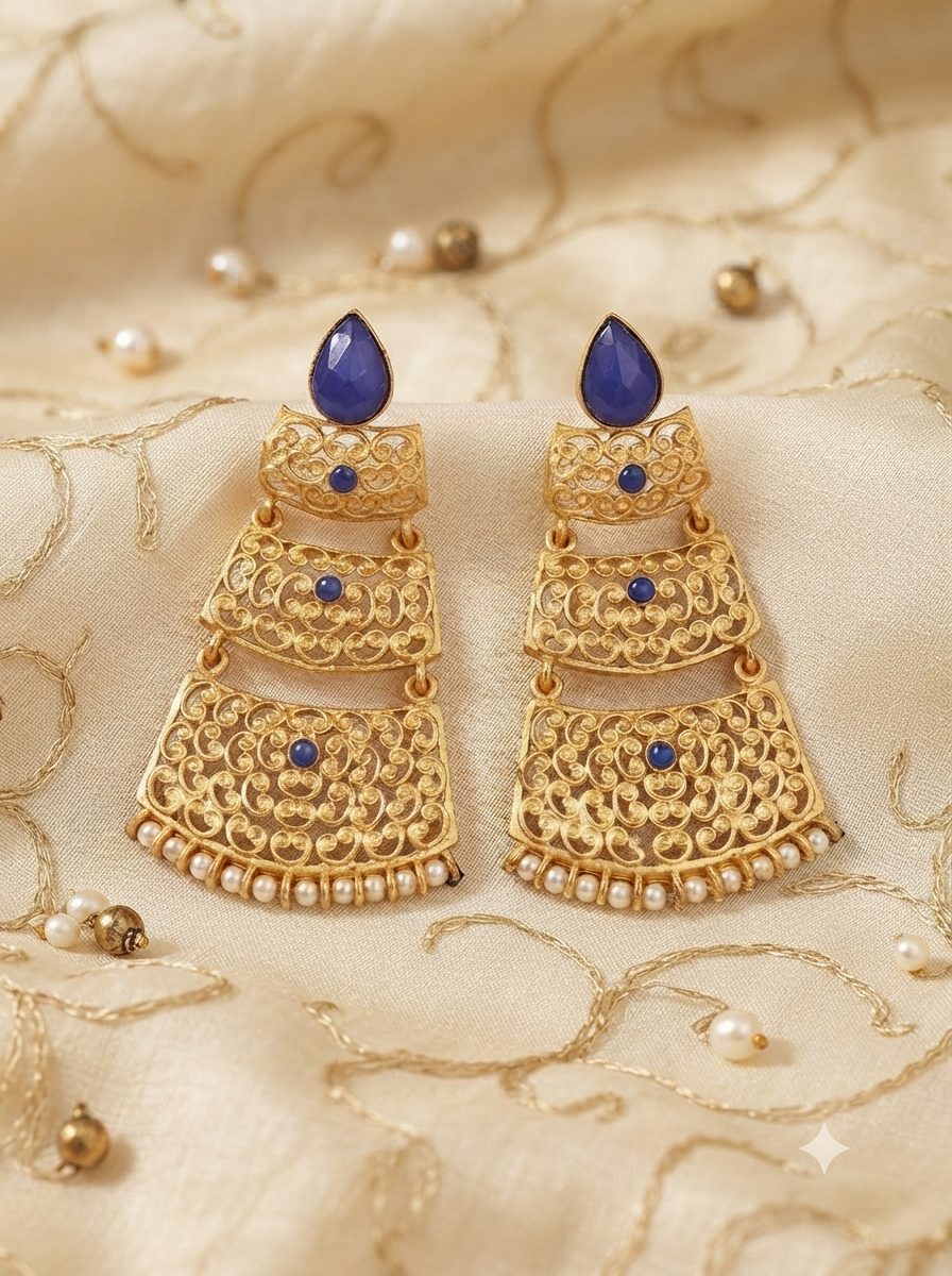 Royal Azure Filigree Earrings