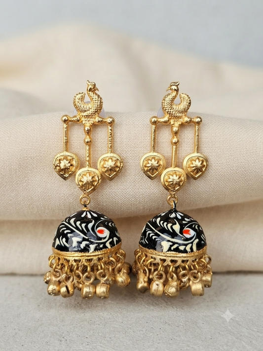 Morini Handpainted Black Jhumkas