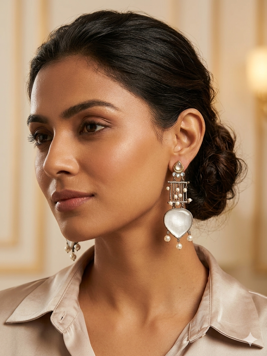 White Ochre Heritage Tassel Earrings