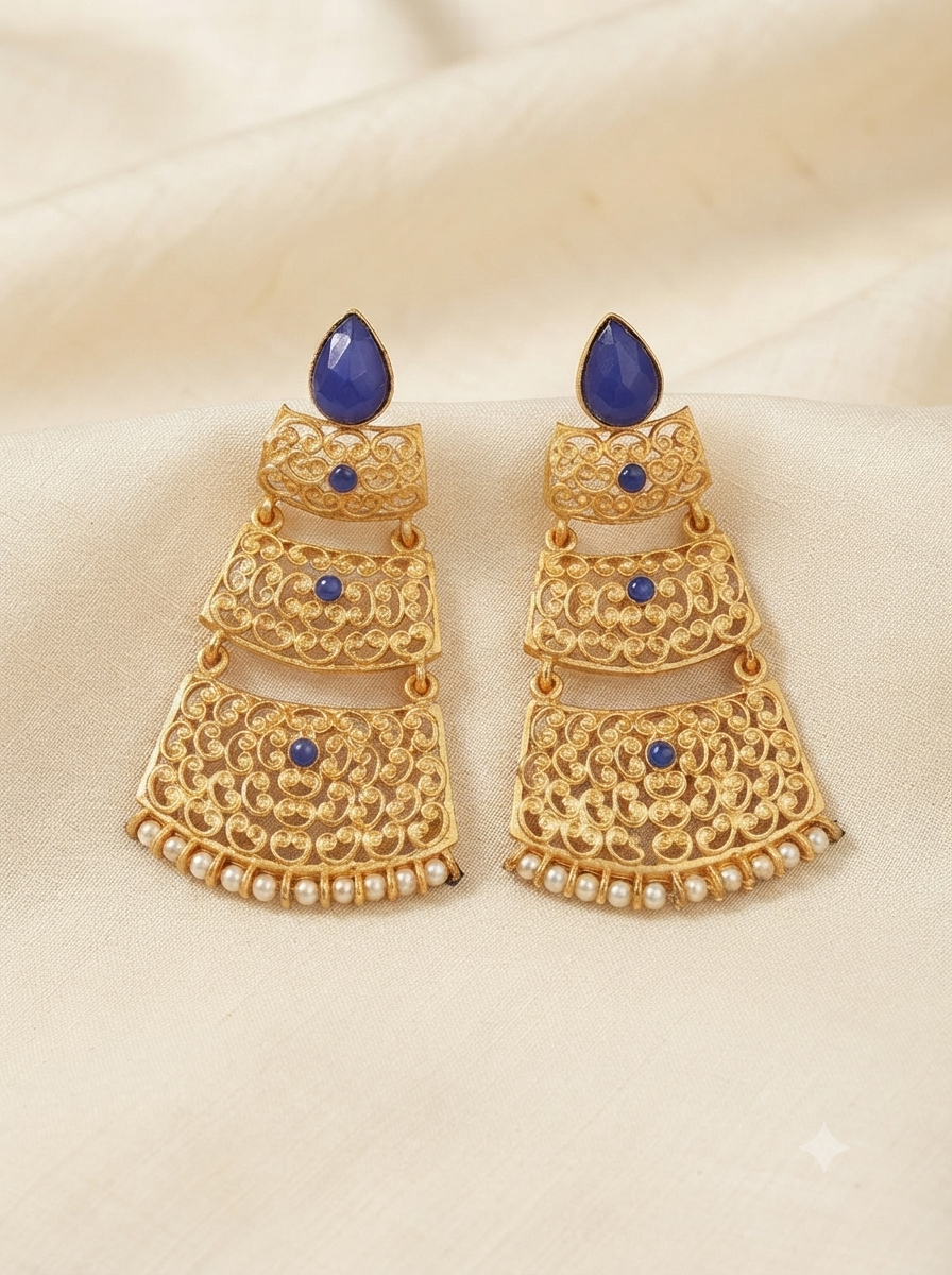 Royal Azure Filigree Earrings