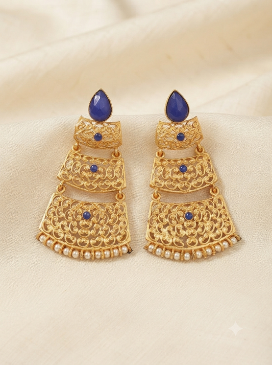 Royal Azure Filigree Earrings