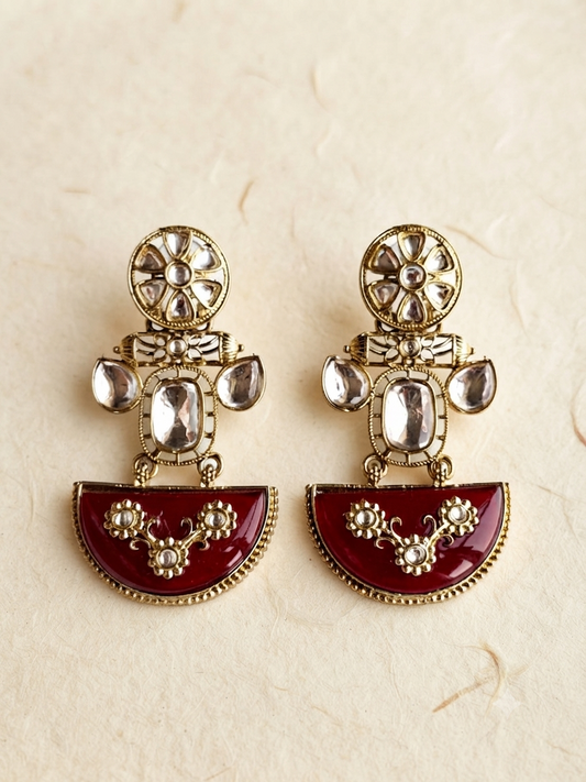 Crescent Heritage Earrings (Royal Ruby)