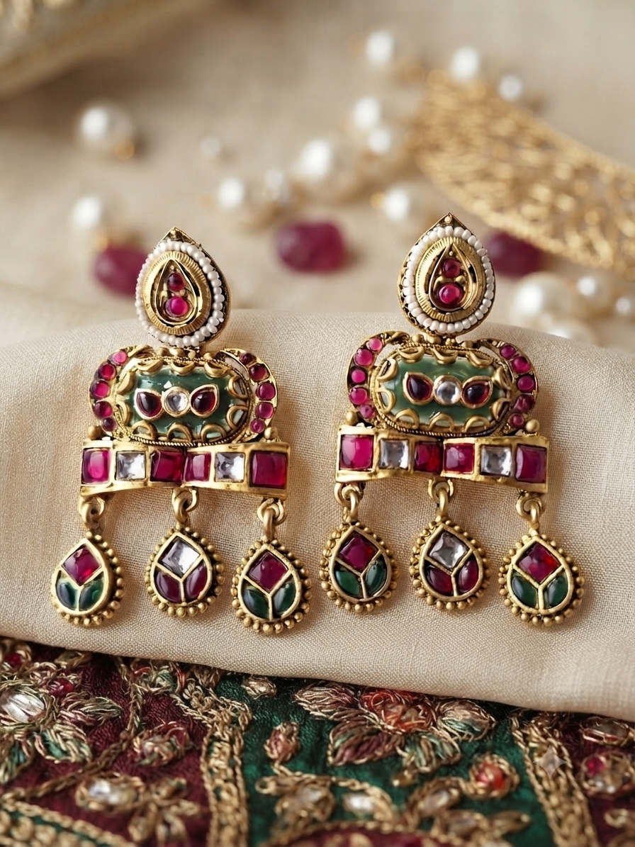 Rani Meenakari Heritage Drop Earrings