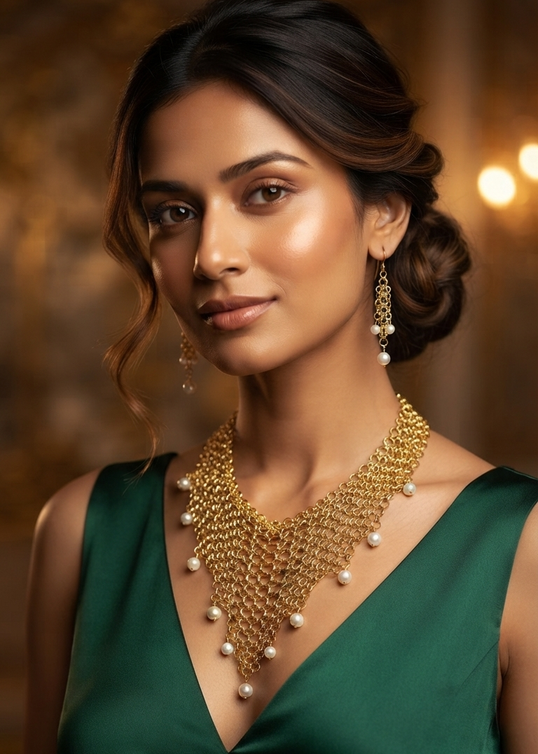 Evara Chain Drops Earrings & Necklace