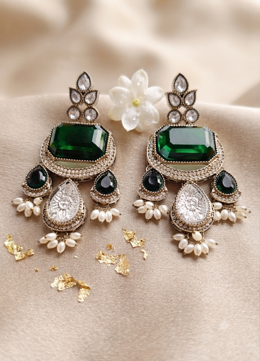 Enchanted Garden Earrings (Forest Green Emerald)