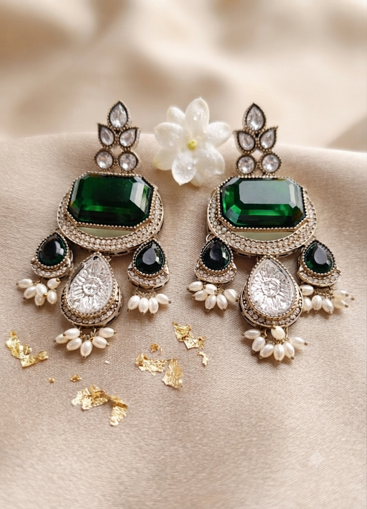 Enchanted Garden Earrings (Forest Green Emerald)