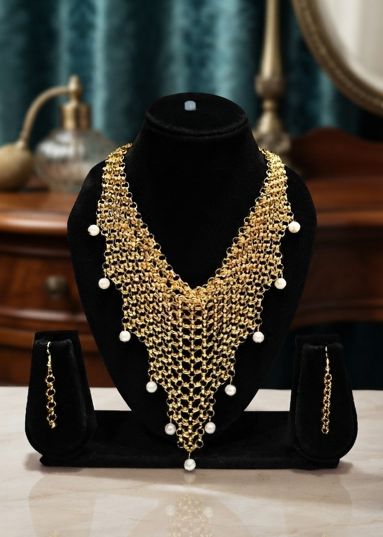 Evara Chain Drops Earrings & Necklace