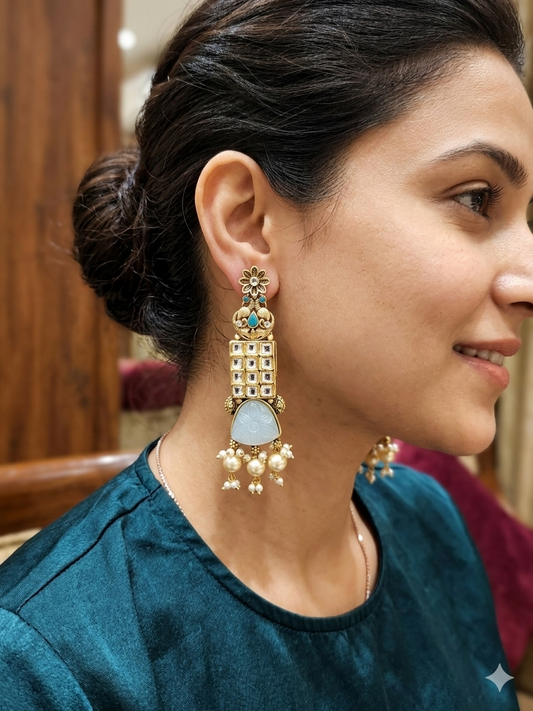 Cerulean Peacock Heritage Cascade Earrings