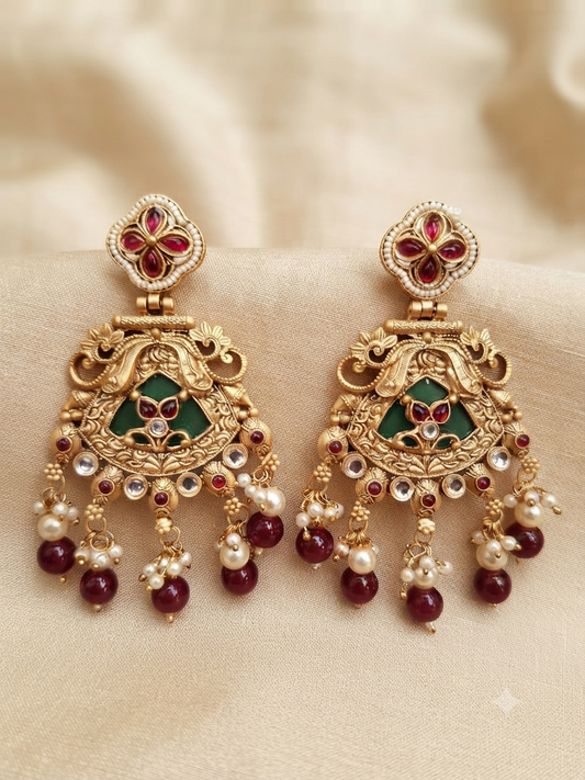 Ruby & Emerald Heritage Medallion Earrings