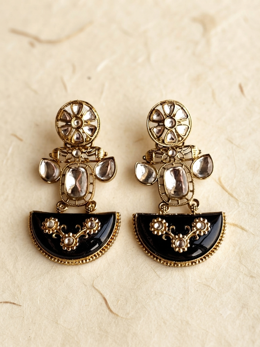 Crescent Heritage Earrings (Black)