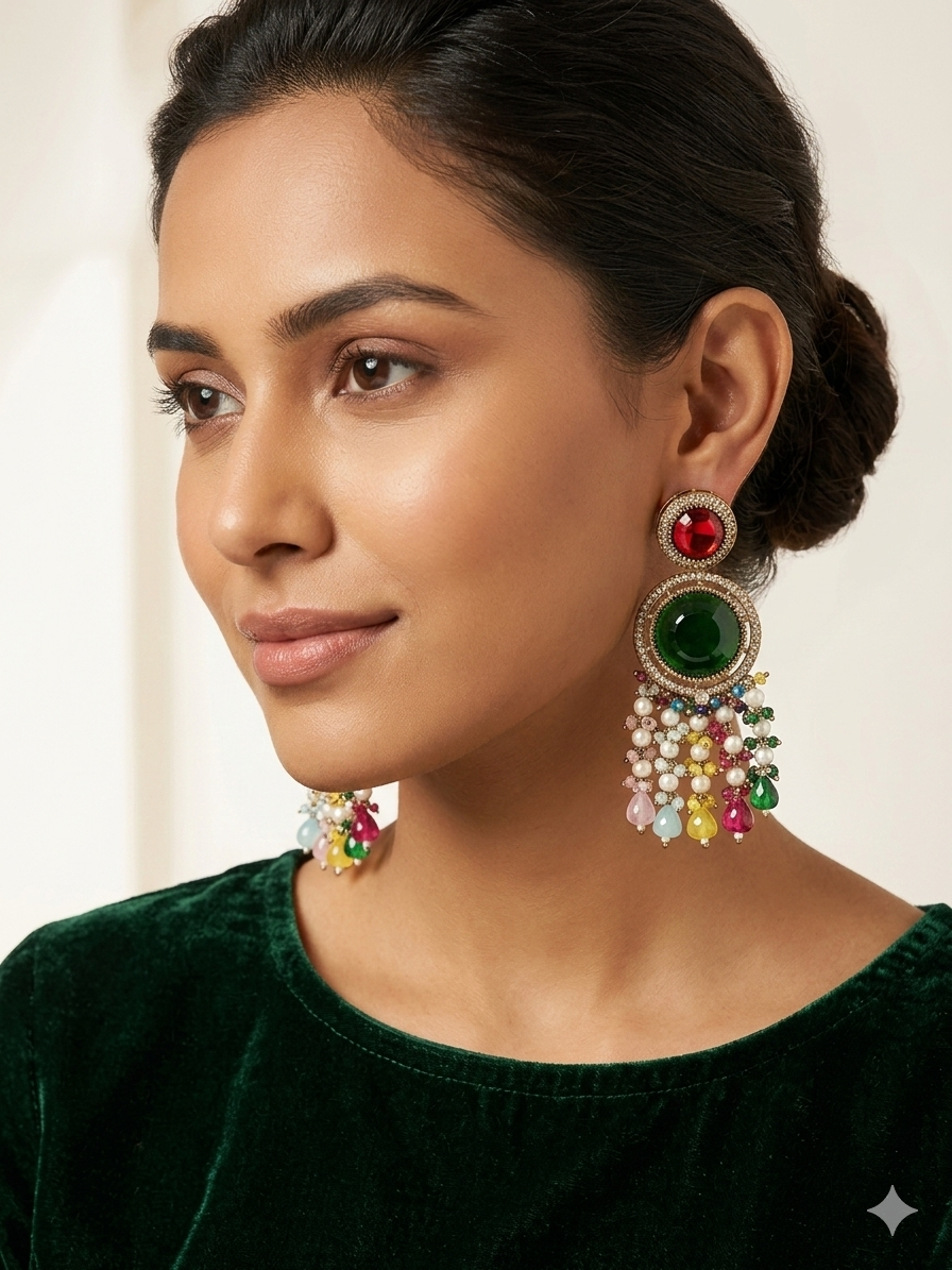 Multi-Toned Pastel Crystal Cascade Earrings