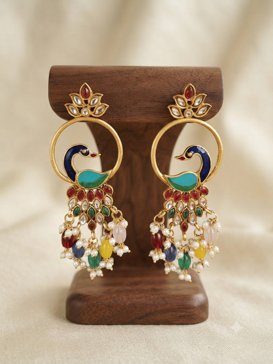 Mayura Rangrez Kundan Hoop Earrings