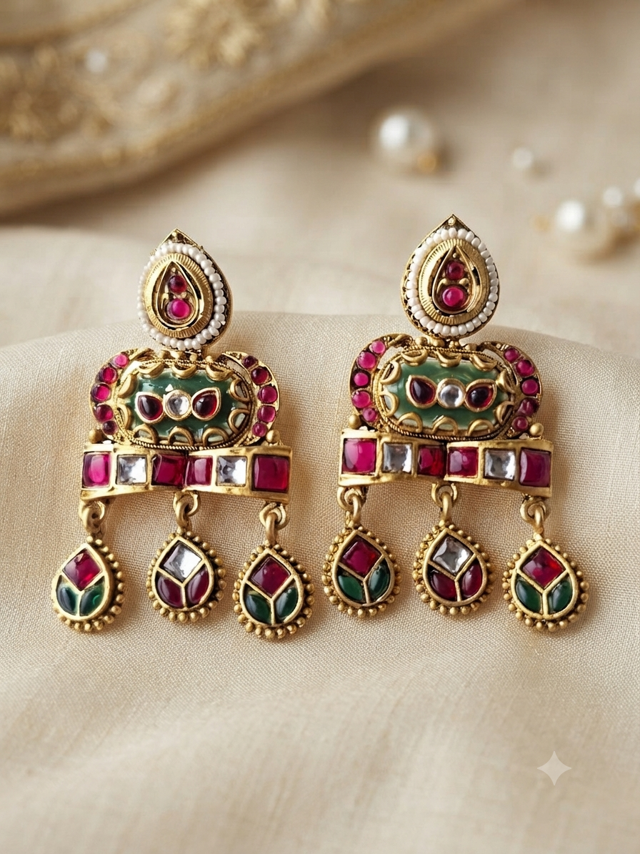 Rani Meenakari Heritage Drop Earrings