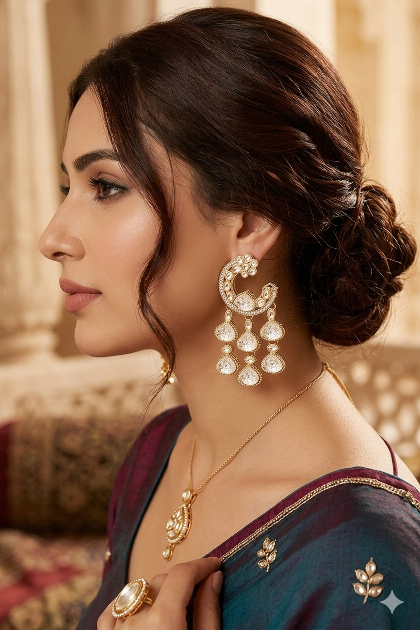 Moonlit Kundan Drops Earrings