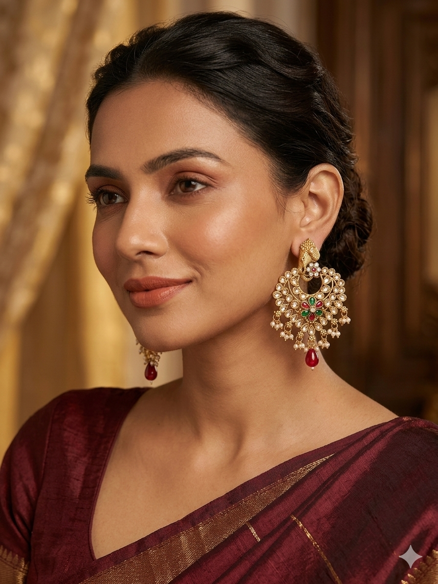 Gajraj Heritage Floral Chandbali Earrings