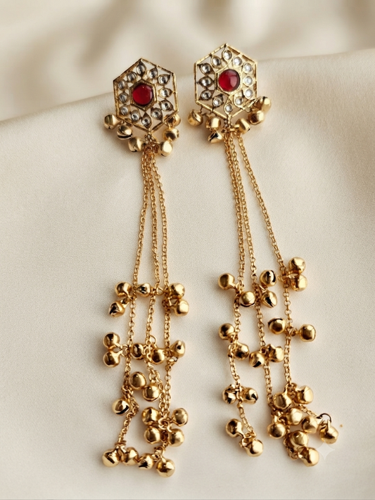 Kashmiri Rani Earrings (Ruby Red)