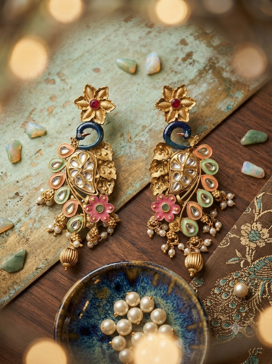 Mayur Meenakari Heritage Earrings