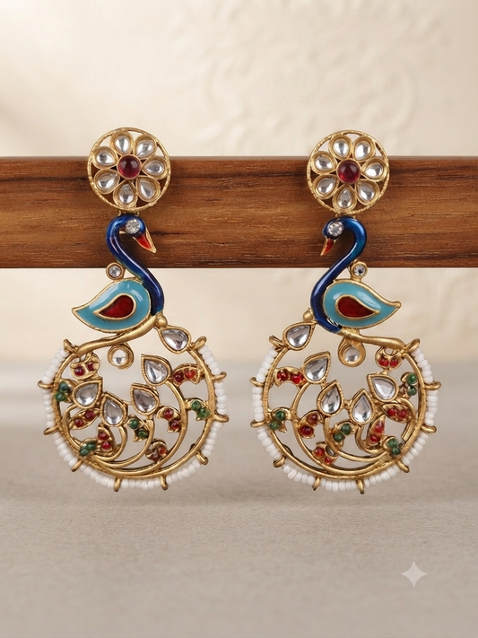 Mayura Kundan Floral Hoop Earrings
