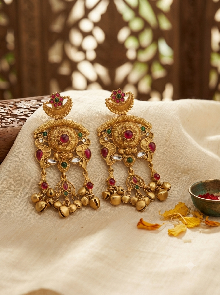 Mayur Meenakari Heritage Earrings 1 (Copy) (Copy) (Copy)