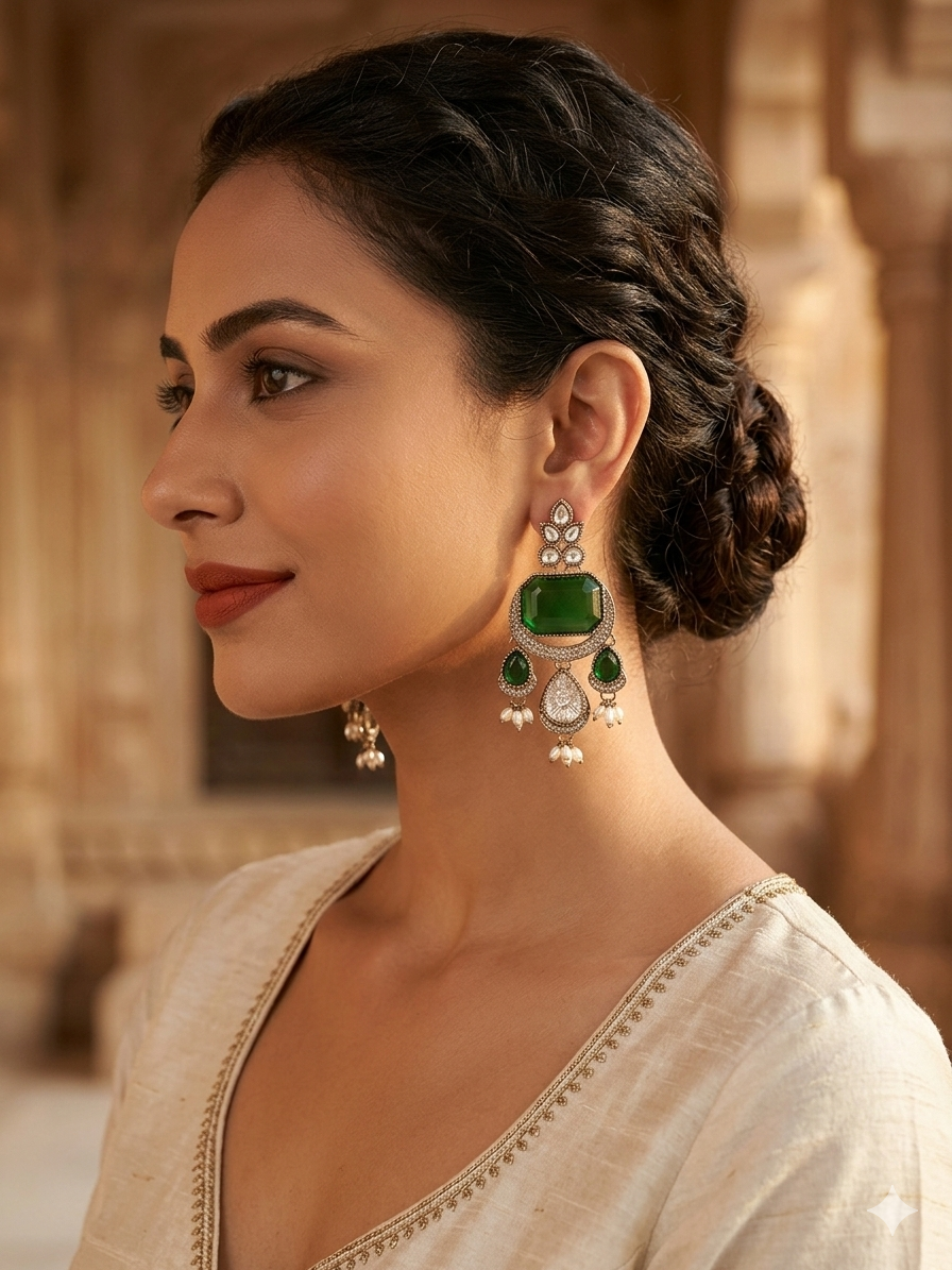 Enchanted Garden Earrings (Forest Green Emerald)