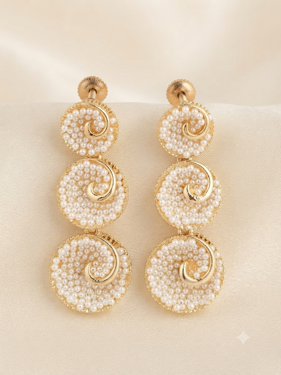 Ivory Pearl Swirl Cascade Earrings