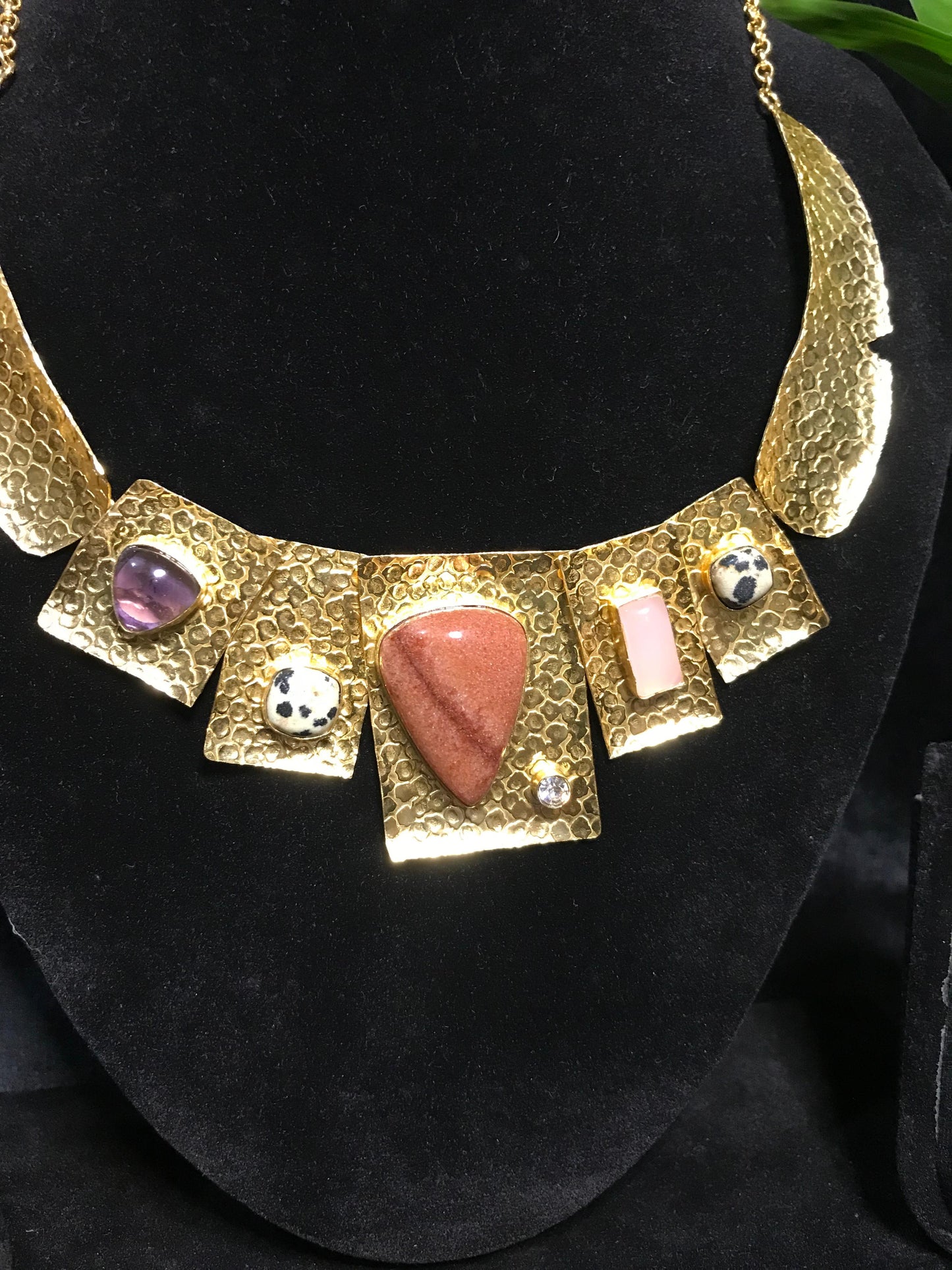 Gold Plated Natural Jasper Stone Fancy Necklace Set