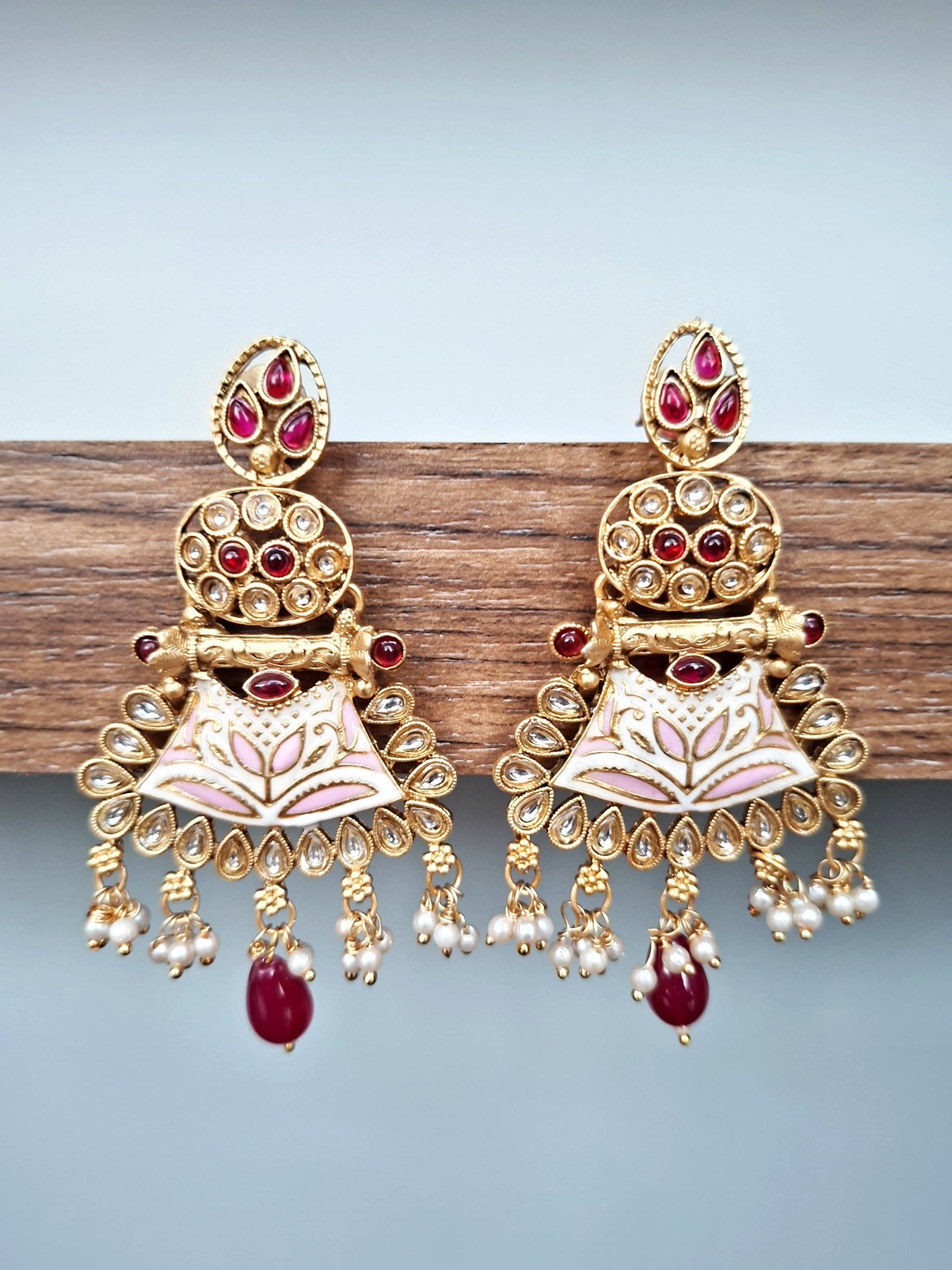 Pastel Meenakari Lotus Jhumka Earrings